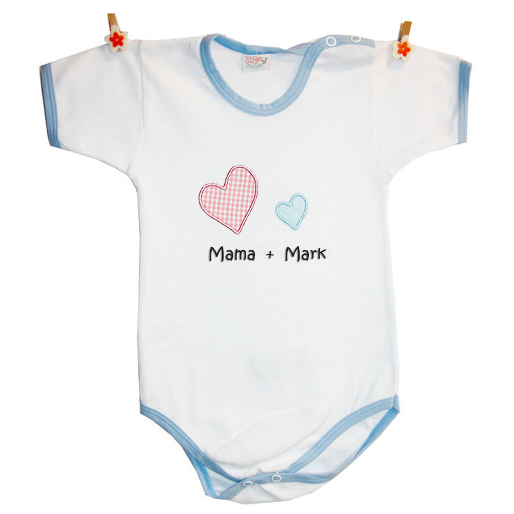 Baby Kurzarm Body MAMA + ICH blau
