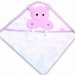 Telo bagno con cappuccio neonato Ippopotamo in rosa o azzurro