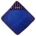 Zigozago telo bagno con cappuccio neonato a righe nero azzurro unisex BUB_INTER