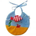 Zigozago Bavaglino in spugna di cotone “Acquario” azzurro con animale 3D unisex taglia unica BAVACQUARIO