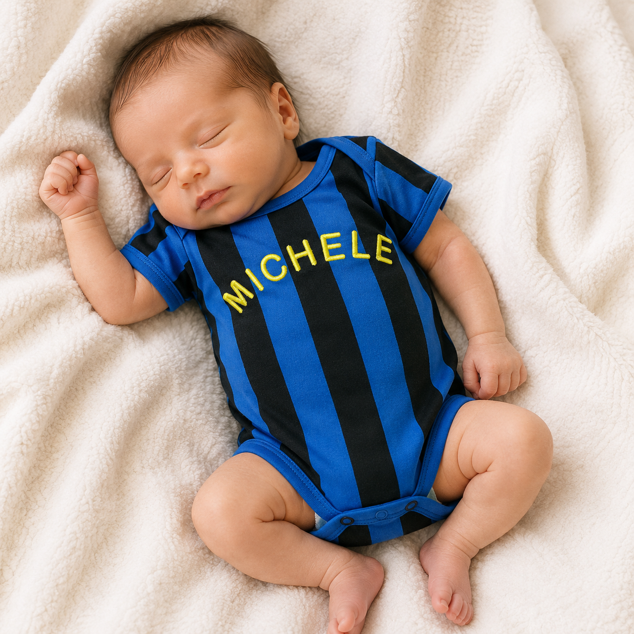 Body neonato righe nerazzurre personalizzato - immagine 2